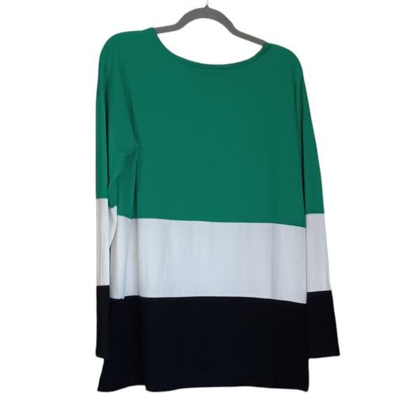NEW AUGUST SILK Lightweight Sweater Top Cotton‎ Blend Size XL Colorblock Green - Picture 9 of 9